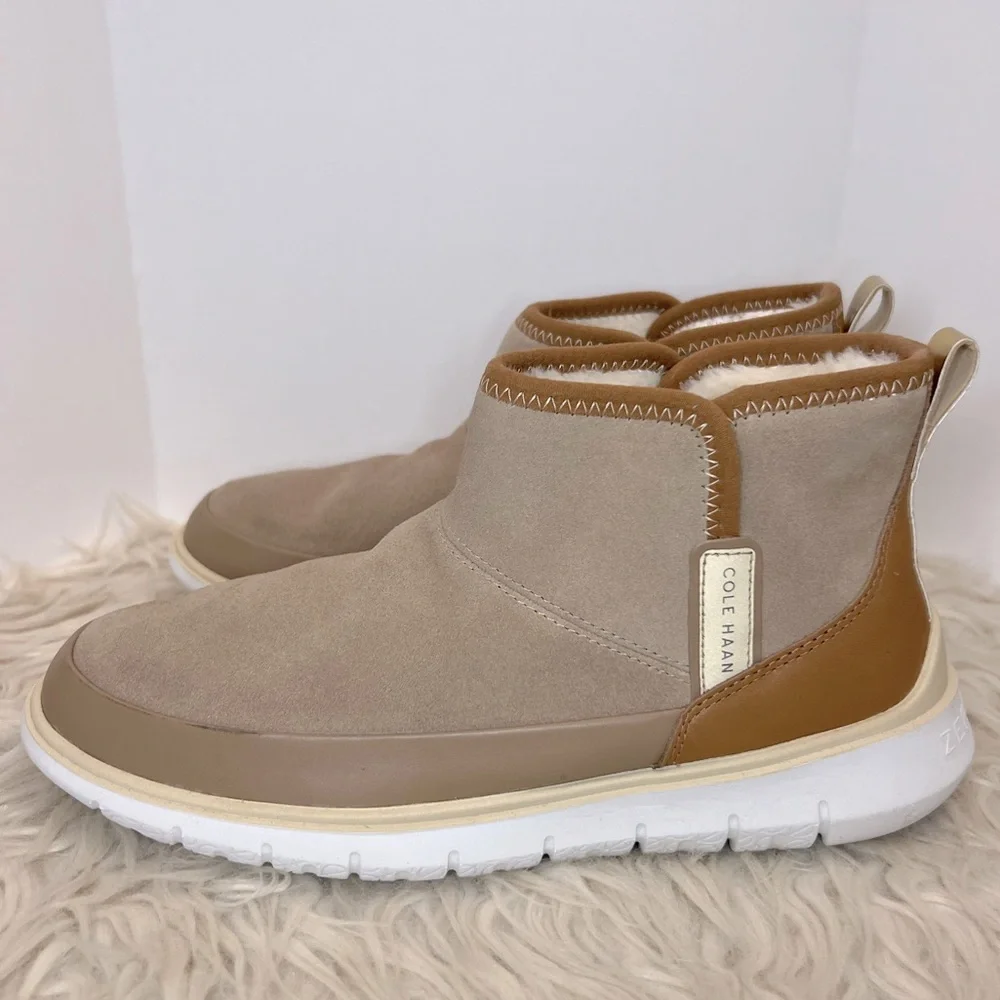 Cole Haan‎ Zerogrand Water Resistant Bootie Birch Beige Suede Leather Women’s 9B